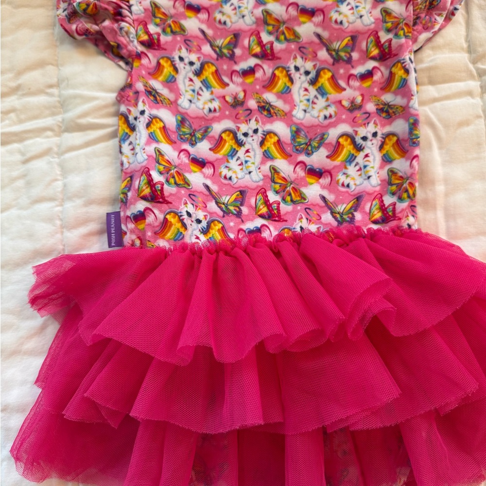 Lisa Frank Angel Kitty Ruffled Cap Sleeve Tulle Skirt Bodysuit (2T) - Picture 2 of 5